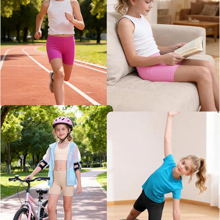 6 Pack Girls Bike Shorts under Dress Dance Cartwheel Shorts for Toddler Kids Summer Clothes Multicolor
