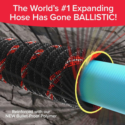 Ballistic 50 FT Expandable Garden Hose W/Pocket Pivot Swivel Connector, Anti-Burst Sleeve Reinforced with Bulletproof Fiber, Lightweight, No-Kink, Compact, Uv-Protected, as SEEN on TV