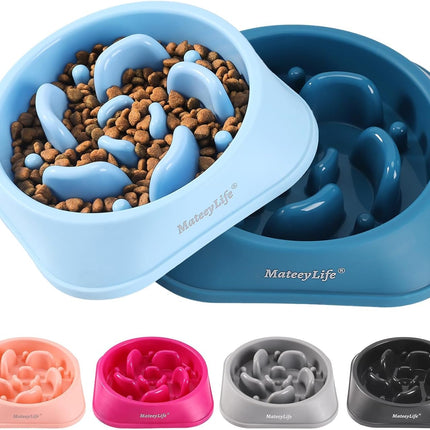 Slow Feeder Dog Bowls 2PCS, Anti-Choking Puzzle Dog Food Bowls, Anti-Slip Interactive Feeding Slow down Eating, Bloat Stop Maze Dishes for Medium Breeds