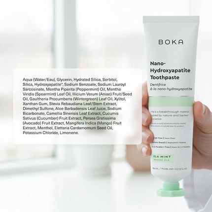 Fluoride Free Toothpaste, Nano Hydroxyapatite Toothpaste, Appropriate for Sensitive Teeth - for Adult Oral Care - Ela Mint Flavor, 1.3 Fl Oz 2Pk