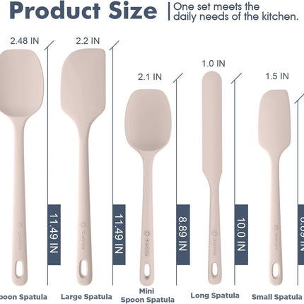 5 Pieces Silicone Spatula Set, Food Grade Rubber Spatula, Upgrade Strong Handle with Ergonomic Grip, Heat Resistant up to 600°F for Nonstick Cookware, Cooking