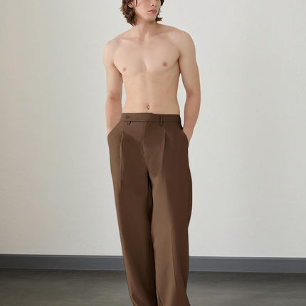 Mens Casual Dress Pants Pleated Old Money Wide Leg Baggy Pants Fall Relaxed Fit Slacks Work Trousers