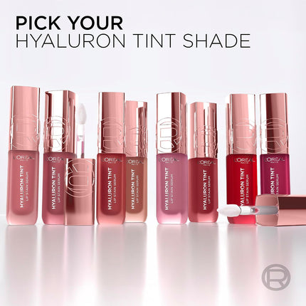 L'Oreal Paris Hyaluron Tint Lip Stain Serum, Long Lasting, Hydrating Lip Makeup Infused with Hyaluronic Acid, 635 Worth It Medium (Medium Berry Nude)