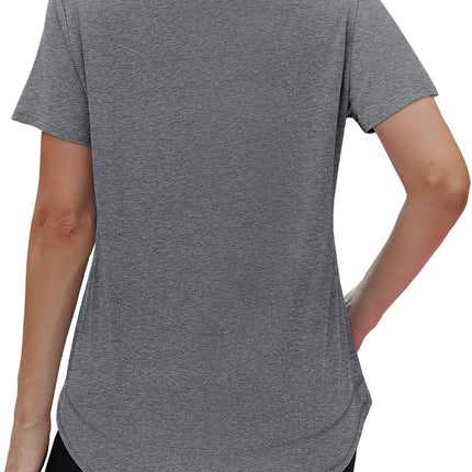 Womens Workout Tops Short Sleeve Shirts Sun Protection UPF 50+ Quick Dry Outfits for Hiking Running S-3XL