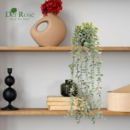 1Pcs Fake Plants Hanging Artificial Potted Faux Eucalyptus Plants for Modern Boho Farmhouse Bathroom Office Desk Wall Art Shelf Living Room Aesthetic Decor Indoor