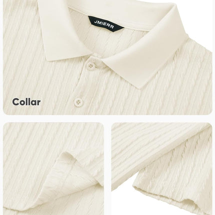 Mens Casual Polo Shirt Summer Short Sleeve Vacation Button Beach Knit Stretchy Golf Shirts