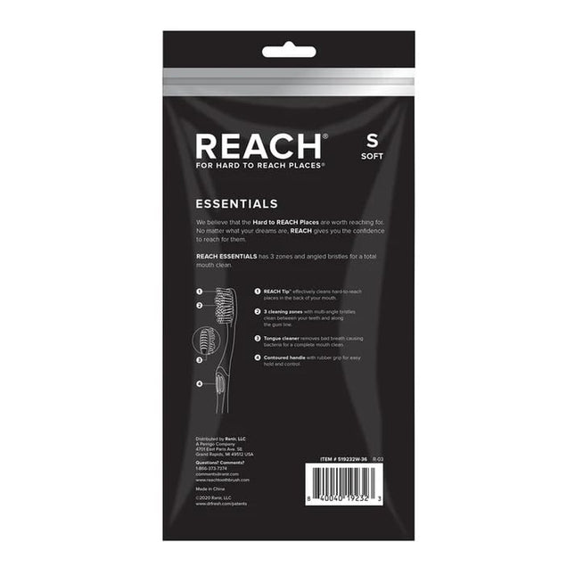 Essentials Toothbrush with Toothbrush Caps, Multi-Zoned Angled Soft Bristles, Contoured Handle, Tongue Scraper, 6 Count