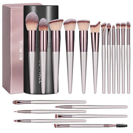 Makeup Brush Set 18 Pcs Professional Foundation Powder Concealers Eyeshadow Blush Synthetic Makeup Brushes with Labeled Instruction Black Case Upgraded Version