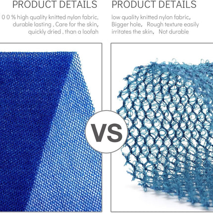 3 Pieces African Bath Sponge African Net Long Net Bath Sponge Exfoliating Shower Body Scrubber Back Scrubber Skin Smoother,Great for Daily Use(Blue,Black,Off-White)