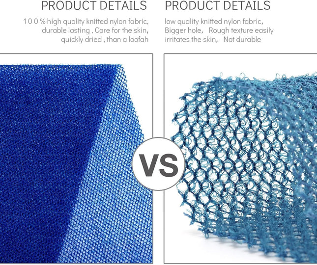 3 Pieces African Bath Sponge African Net Long Net Bath Sponge Exfoliating Shower Body Scrubber Back Scrubber Skin Smoother,Great for Daily Use(Blue,Black,Off-White)