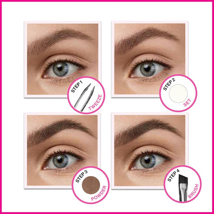 Ultimate Eyebrow Makeup Kit, Long-Lasting Matte Brow Powder, Tweezers, Wax & Brush, Built-In Mirror, Purse-Friendly Compact - Dark Brown