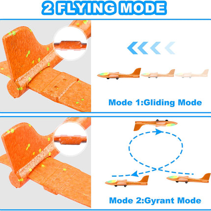 3 Pack Airplane Launcher Toys, 13.2'' LED Foam Glider Plane Toy for Boys, 2 Flight Modes Outdoor Flying Toys Birthday Gifts for Boys Girls 4 5 6 7 8 9 10 11 12 Year Old (Blue&Green&Orange)