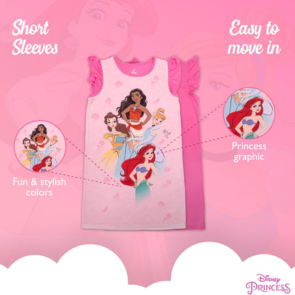 Girls' Dress Nightgown, Short-Sleeve Fantasy Gown, Soft & Cute Pajamas for Kids