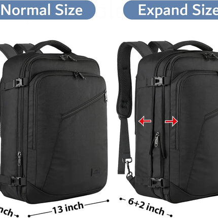 Carry on Backpack, Extra Large Travel Backpack Expandable Airplane Approved Weekender Bag for Men and Women, Water Resistant Lightweight Daypack for Flight 40L, Black