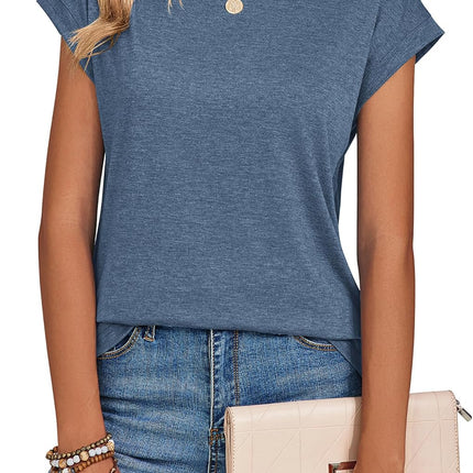 Womens Tops Summer Casual Cap Sleeve Tshirts Shirts Business Dressy Spring Fashion Outfits Trendy Clothes