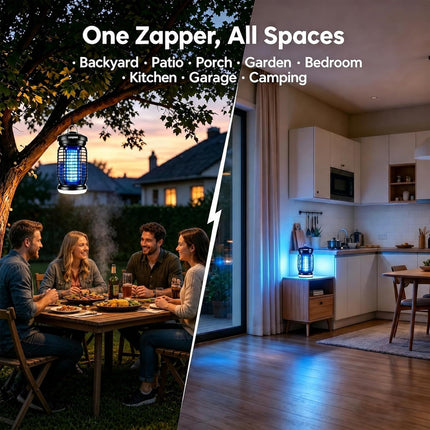 Electric Bug Zapper Outdoor & Indoor Mosquito Killer | 4200V High Voltage Grid, Waterproof Design, UV+LED Dual Light Trap Flying Insects; Fits Backyard, Patio, Home & Garage