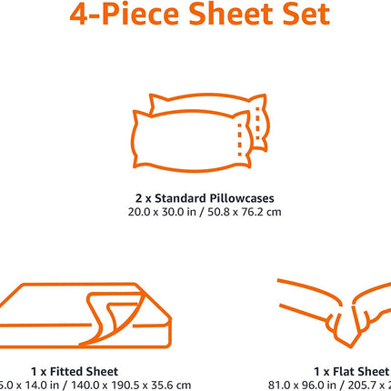 Lightweight, Wrinkle-Free, Breathable Microfiber 4-Piece Bed Sheet Set with 14-Inch Deep Pockets, Full, Beige, Solid