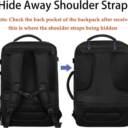 Carry on Backpack, Extra Large Travel Backpack Expandable Airplane Approved Weekender Bag for Men and Women, Water Resistant Lightweight Daypack for Flight 40L, Black
