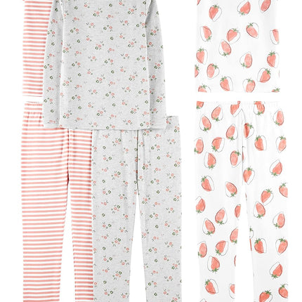 Girls 6-Piece Snug Fit Cotton Pajama Set