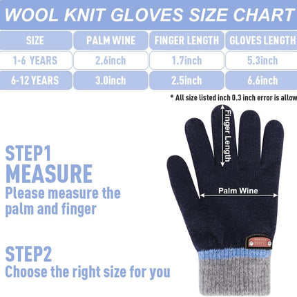 6 Pairs of Kids Gloves Boys Winter Gloves Stretchy Full Fingers Knitted Gloves Wool Fleece Lined Mittens