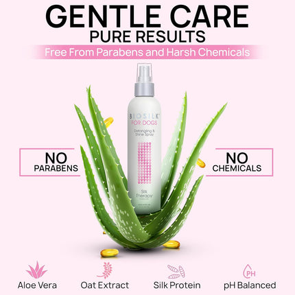 for Dogs Silk Therapy Detangling and Shine Protecting Spray, Ph Balanced Leave-In Mist with Silk and Vitamins for Dematting, Paraben-Free, All Coats and Breeds, 8 Fl Oz