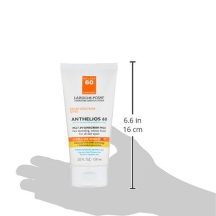 La Roche-Posay Anthelios Melt-In Milk Sunscreen SPF 60, Sunscreen for Body & Face, Broad Spectrum SPF + Antioxidants, Oil Free, Lightweight & Fast Absorbing, Oxybenzone Free