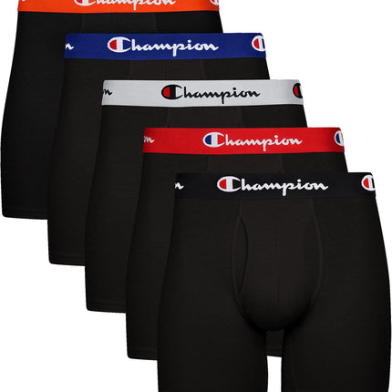 Men'S Everyday Cotton Stretch 5 Pack Boxer Briefs, Total Support Pouch, Moisture-Wicking, No Ride-Up Fit