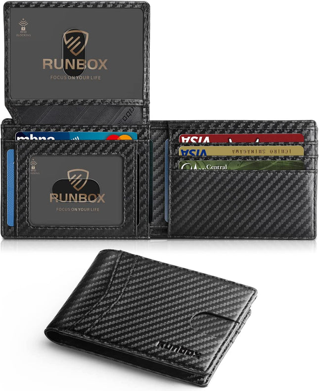 Wallet for Men -Slim Rfid Leather Mens Bifold Novelty Wallets 2 ID Window with Gift Box Men'S Accessories | Slim