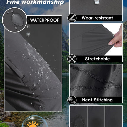 Mens Hiking Pants Lightweight Cargo Work Tactical Nylon Stretch Waterproof Quick Dry Fishing Travel Outdoor 6 Pockets