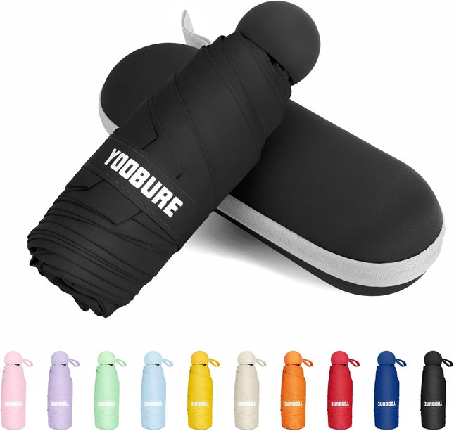 Travel Umbrella Portable Compact Umbrellas, Pocket Mini for Purse, Umbrellas for UV Sun & Rain Small for Backpack, Umbrella with Case Folding for Kids Women