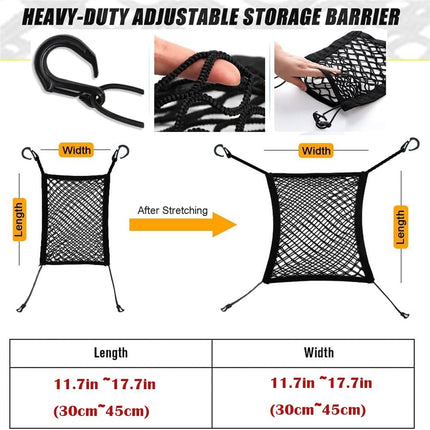 Dog Car Net Barrier Pet Barrier with Car Mesh Organizer for Dog & Child, Safety Divider with Upgraded Storage Pouch, Easy Install for Cars & Suvs