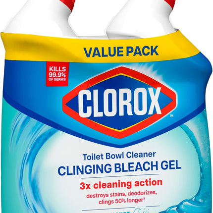 Toilet Bowl Cleaner Clinging Bleach Gel, Kills 99.9% of Bacteria and Viruses, Ocean Mist, 24 Fl Oz, Pack of 2