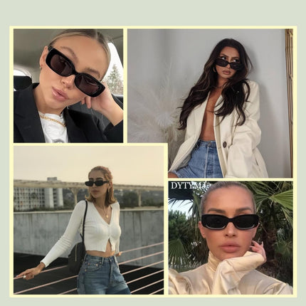 Rectangle Sunglasses for Women Men Trendy Y2K Retro 90S Sun Glasses UV Protection Cool Square Frame
