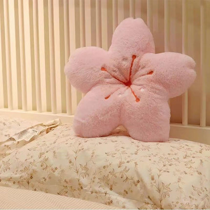 Cherry Blossom Plush Throw Pillow Living Room Sofa Pillow Flower Chair Cushion Throw Pillow (15.74 * 15.74, Pink)