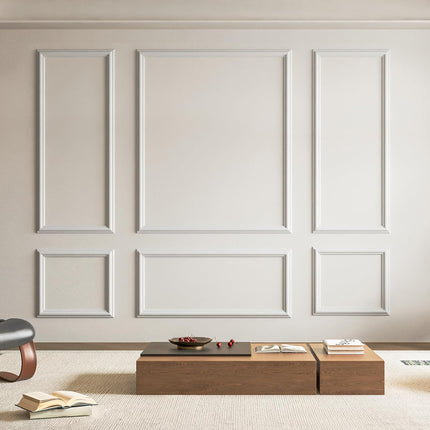 Pre-Cut Wall Molding Set of 6 Pcs, Ready-To-Assemble Wainscoting Panels for Interior Wall Décor Living Room Bedroom Accent Wall - Installed with Glue, 3 Top 3 Bottom