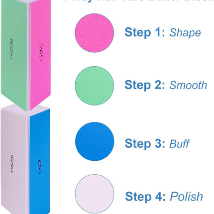 Nail File and Buffer Set, 4 Way Nail Buffers Shine Kit Professional Nail Files for Natural Nails Manicure Filer Filing Polishing Buff Nail Care Smoother Buffing Fingernail 100/120/240/600/3000 Grit