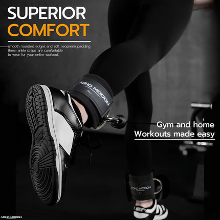 Ankle Strap (2 Pieces) for Cable Machine Women - Gym Workout Leg Strap, Premium Padding Ankle Cuffs, Glute Kickback Exercises Equipment, Pulley Attachment, One Size Fit All