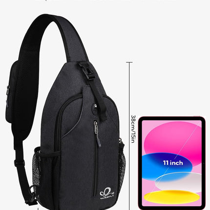 Crossbody Sling Backpack Sling Bag Travel Hiking Chest Bag Daypack (Black)
