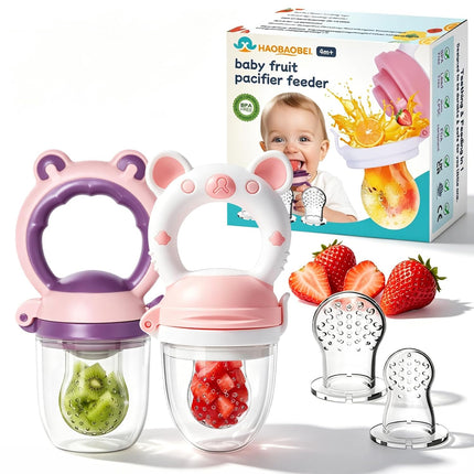 Baby Solids/Frozen Fruit Feeder Pacifier, Infant Teether Toy 4M+, Bpa-Free Silicone Pouch & Nipple, Safely Introduce Solids, Teething Relief, 2-Pack