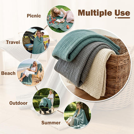 Muslin Throw Blanket for Adults 100% Cotton Blankets for Couch 4-Layer Summer Breathable Gauze All Season Soft and Lightweight Pre-Washed (Teal, 50"X71")
