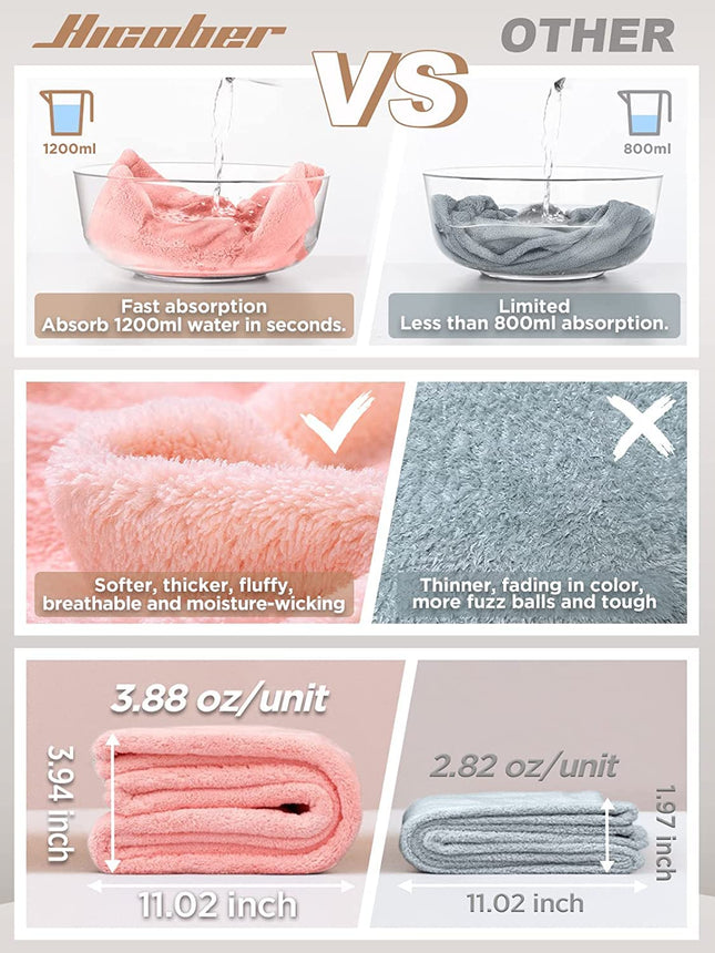 Microfiber Hair Towel Wrap, Fast Drying Hair Towels for Women, Soft Lightweight Quick Dry Turban for Curly & Long Hair–3 Pack(Blue/Grey/Pink)