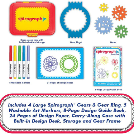 Jr. — Jumbo Sized Gears Classic Retro Toy for Spiral Drawing Art Design Toy Kit for Smaller Hands — for Kids Ages 3 and Up