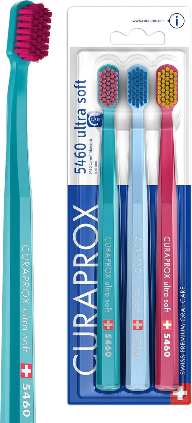 CS 5460 Ultra-Soft Toothbrush – Adult Tooth and Gum Care | Super Soft Curen® Bristles for Gentle Cleaning | Light Blue, Single Pack