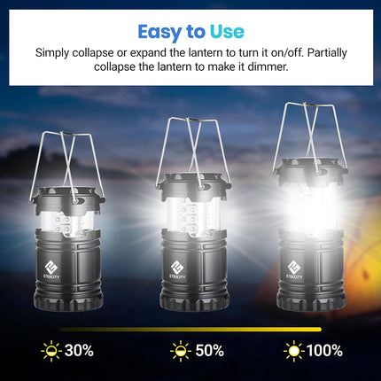 Lantern Camping Essentials Lights, Led Flashlight for Power Outages, Battery Operated Lamp for Emergencies, Survival Gear, Hurricane Preparedness Items, Water Resistant, 2 Pack, Black