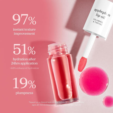 Korean Lip Oil - Appleplum | Long-Lasting, Moisturizing, Plumping, Revitalizing for Dry Lips, Waterproof, No Peel Off, Korean Tint, Hydrating Lip Stain, Nourishing Crystal Clear, 0.12 FL Oz