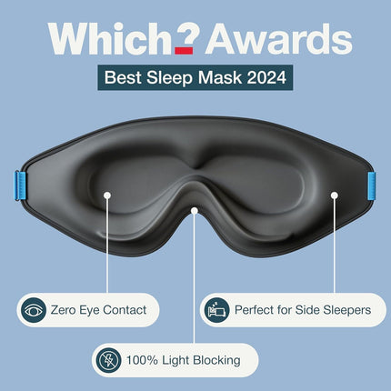 ® Sleep Mask for Men and Women, 3D Blackout Eye Masks for Sleep | Sleeping Mask, Blindfold, Zero Pressure, Breathable, Side Sleepers &Eyelash Friendly, Night & Travel Eye Mask (Black)