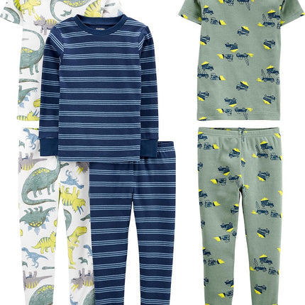 Girls 6-Piece Snug Fit Cotton Pajama Set
