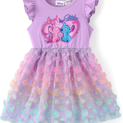 Princess Frozen Elsa Minnie Stitch Toddler Girl Tulle Tutu Dress Ruffle Sleeve Mesh Summer Birthday Party Clothes 2-9Y