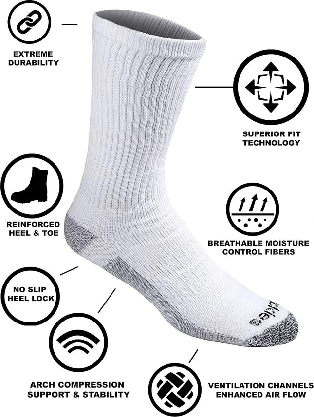 Men'S Multi-Pack Dri-Tech 2.0 Moisture Control Heel-Lock Crew Socks, Black, Shoe Size: 6-12