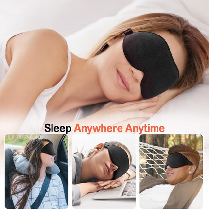 Sleep Mask for Side Sleeper Women Men, Eye Mask for Sleeping | Light Blocking 3D Contoured Sleeping Mask, Soft Breathable Sleep Eye Mask with Adjustable Elastic Strap for Travel, Black